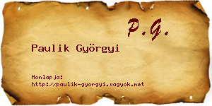 Paulik Györgyi névjegykártya